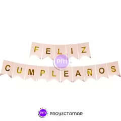 Cartel Banderín Feliz Cumpleaños Letra por Letra Pastel en internet