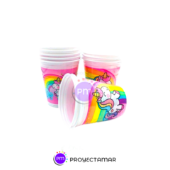 Vasos Plastico Unicornio Arcoiris Descartable x10