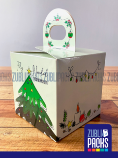 100 - Caja Chica Box Dulces Fiestas Impreso Navideño - Marbol - Zublipacks