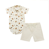 CONJUNTO BODY ESQUILO ALGODÃO EGÍPCIO/ SHORTS MOLETINHO MINI BEAR