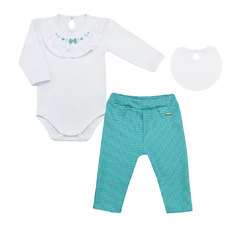 CONJUNTO BODY COM BORDADO ALGODÃO EGÍPCIO/ CALÇA MOLETINHO MINI BEAR