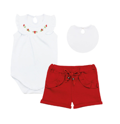 CONJUNTO BODY BORDADO/ SHORTS ALGODÃO EGÍPCIO MINI BEAR