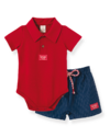 CONJUNTO MALHA PIQUET SHORTS LISTRADO PINGO LELÊ