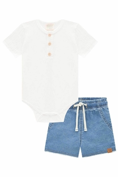 Conjunto Body em Malha Wave/ Bermuda Jeans LucBoo