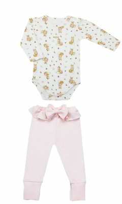 CONJUNTO BODY RAPOSA/ CALÇA BABADO ALGODÃO AGÍPCIO MINI BEAR