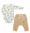 CONJUNTO BODY ESTAMPADO/ CALÇA SARUEL MOLETINHO ALGODÃO EGÍPCIO MINI BEAR