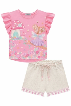 CONJUNTO BLUSA FADINHA E SHORTS EM MOLETOM LINHO KUKIÊ