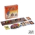Caixa de jogo, com tabuleiro e peças em formatos de coelho coloridos, cartas com personagens estampados 