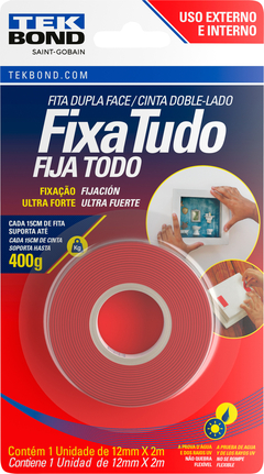 FITA DUPLA FACE ACRÍLICA, 12 MM X 2 M, USO EXTERNO, FIXA TUDO, TEK BOND