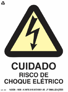 PLACA DE SINALIZAÇÃO A5 - CUIDADO RISCO DE CHOQUE ELÉTRICO