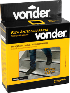 FITA ANTIDERRAPANTE 50MM x 15M, PRETA - VONDER - Sulmed Ferramentas e EPI