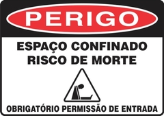 PLACA DE SINALIZAÇÃO CONF2 - ESPAÇO CONFINADO - PERMISSÃO DE ENTRADA