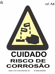 PLACA DE SINALIZAÇÃO A4 - CUIDADO RISCO DE CORROSÃO