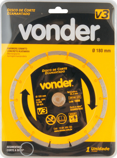 DISCO DE CORTE DIAMANTADO, 180 MM, SEGMENTADO, V3 - VONDER - comprar online