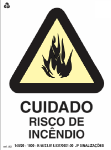 PLACA DE SINALIZAÇÃO A2 - CUIDADO RISCO DE INCÊNDIO