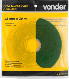 FITA DUPLA FACE ACRÍLICA, 12 MM X 20 M - VONDER - comprar online