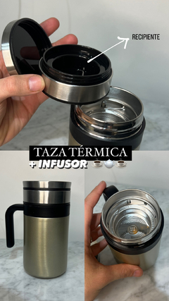 TAZA TERMO DE ACERO INOXIDABLE CON INFUSOR OFFICE DE 420 ML - comprar online