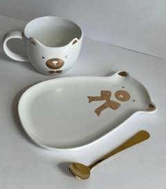 Set de Cerámica con Plato+ Cuchara Bear Cute 220 - Bepe Shop