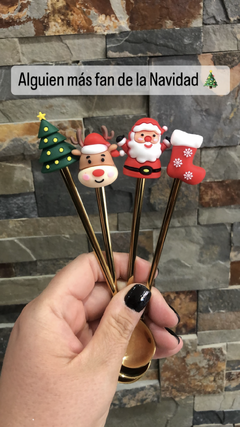 SET DE CUCHARITAS DORADAS HAPPY CHRISTMAS GREEN 4 UNIDADES