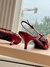 Miu Miu slingback em couro envernizado com fivelas - "vermelho"