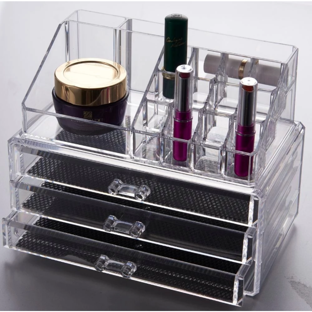 Organizador Maquillaje,cosmeticos, joyas,26x29x19,5cm,3 cajones,9  compartimentos
