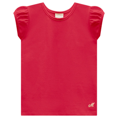 Blusa Infantil Menina Manga Lisa Básica Cotton Vermelha - Milon ML114