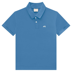 Camiseta Polo Menino em Meia Malha Azul - Milon ML124