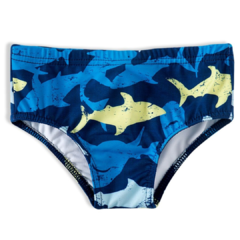 Sunga Tip Top Tubarão Toddler Proteção UV 50+ - Azul Marinho & Azul Claro (TT002)