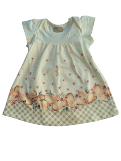 Vestido Infantil Frutas - Off White & Bege - Milon (ML022)