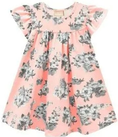 Vestido Infantil Milon Floral - Rosa & Cinza - (ML018)