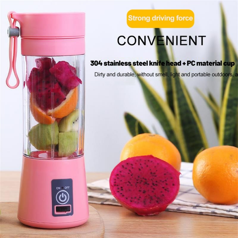 Pink Portable Electric Juicer Mini Fruit Juice MixerUSB