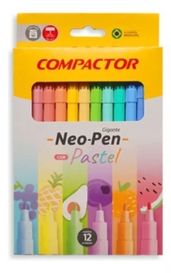 Canetinha Neo Pen Gigante Cor Pastel 12 Cores - Compactor