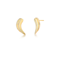 Brinco Ear Cuff Curvo com Zircônias Banhado a Ouro