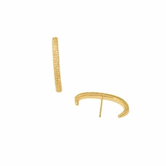 Brinco Ear Hook Banhado a Ouro com Zircônias