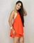 Vestido Sobreposição Com Linho E Colar Laranja Flame - Isy