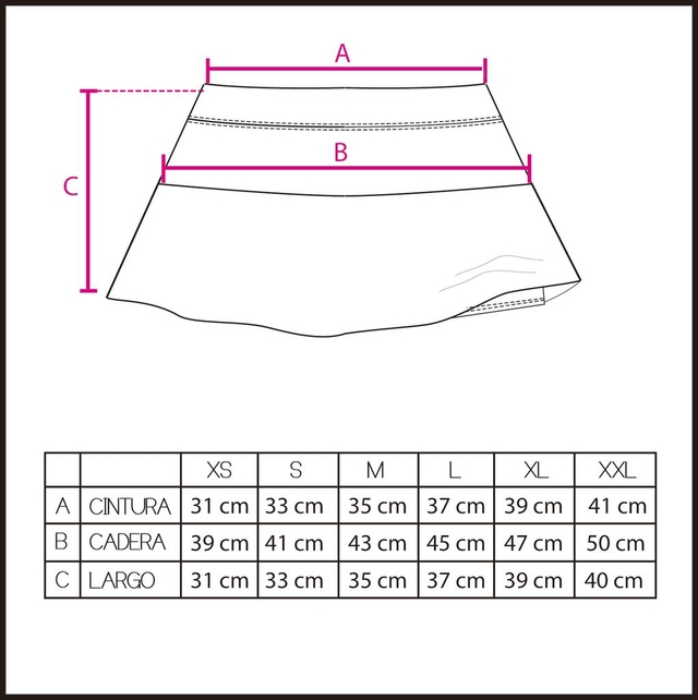 Tabla de talles Polleras - Comprar en MOVE