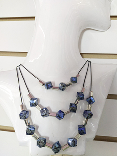 Collar Cristal Cubos Azules