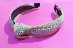 Diadema con Nudo Perlas y Brillos - tienda en línea