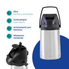 Garrafa Inox Premium 1,3 Litros UTMAIS1266 - Utilita Mais - Sua loja de utilidades para facilitar o seu dia a dia