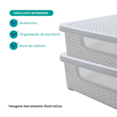 Cesto Línea Organizador com Tampa Branco 27x19,5x7cm UTMAIS1987 - Utilita Mais - Sua loja de utilidades para facilitar o seu dia a dia