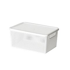 Cesto Branco Línea Organizador com Tampa 26x18x12cm UTMAIS1988