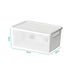 Cesto Branco Línea Organizador com Tampa 26x18x12cm UTMAIS1988 - comprar online