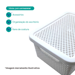 Cesto Branco Línea Organizador com Tampa 26x18x12cm UTMAIS1988 - Utilita Mais - Sua loja de utilidades para facilitar o seu dia a dia