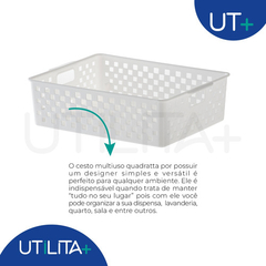 Cesto Organizador Quadratta 27x 21x 8cm Branco UTMAIS891BRANCO - Utilita Mais - Sua loja de utilidades para facilitar o seu dia a dia