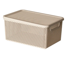 Cesto Organizador Linea com Tampa Creme 27 x 19 x 12 cm UTMAIS2036