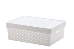 Cesto Organizador com Tampa Quadratta Branco 39x29x14cm UTMAIS843BRANCO