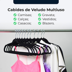 Imagem do Cabide Veludo Slim Preto Kit 30 pçs UTMAISP106430