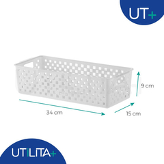 Cesto Organizador Quadratta 34x 15x 9cm Branco UTMAIS890BRANCO - Utilita Mais - Sua loja de utilidades para facilitar o seu dia a dia