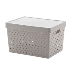 Cesto Organizador com Tampa Quadratta Creme 39x29x24cm UTMAIS844CREME