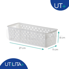 Cesto Organizador Quadratta 27x 11x 8cm Branco UTMAIS892BRANCO - Utilita Mais - Sua loja de utilidades para facilitar o seu dia a dia